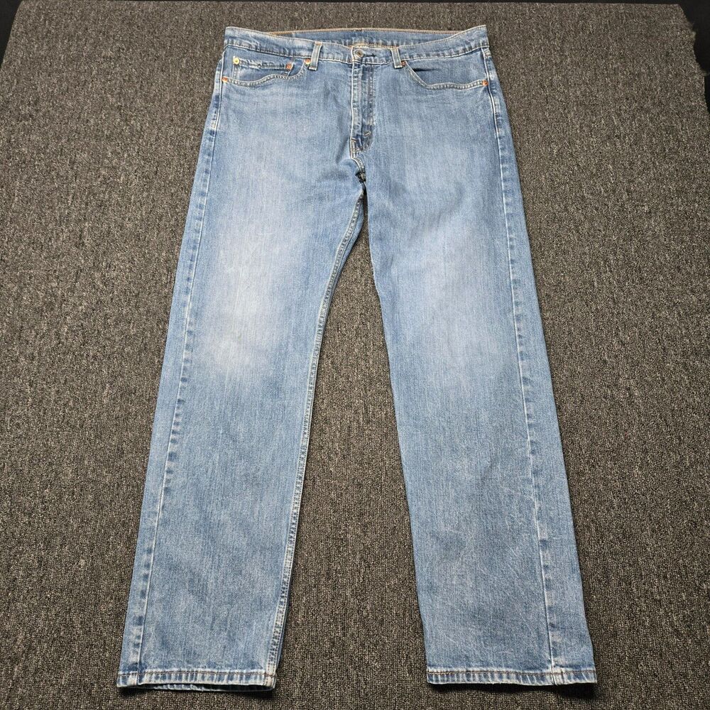 Levis 505 Jeans Mens 36x32 Regular Fit Straight Leg Blue Denim Classic Zip Fly